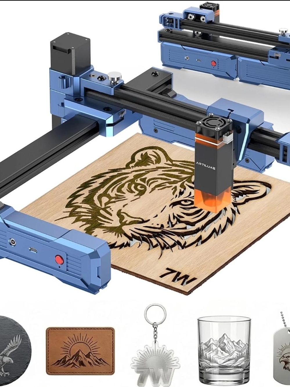 Blue Desktop Laser Engraver Machine – Precision Wood & Metal Carver
